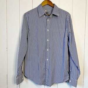 JCP 80's 2 Ply  100% Cotton Blue and White Pinstripe Button Down Shirt.